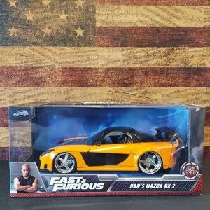 Fast & Furious Han's Mazda RX-7 Die-Cast Model - Orange and Black